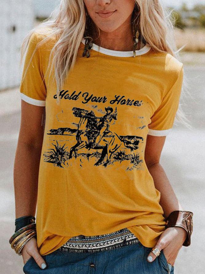 Hold Your Horses Western T-Shirt - prettyspeach