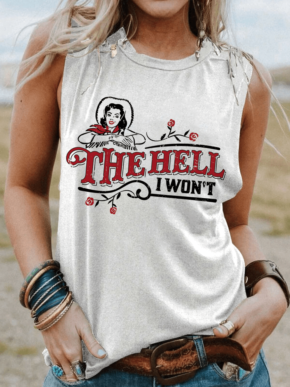 The Hell I Won't Light Gray Cotton Tank Top - prettyspeach