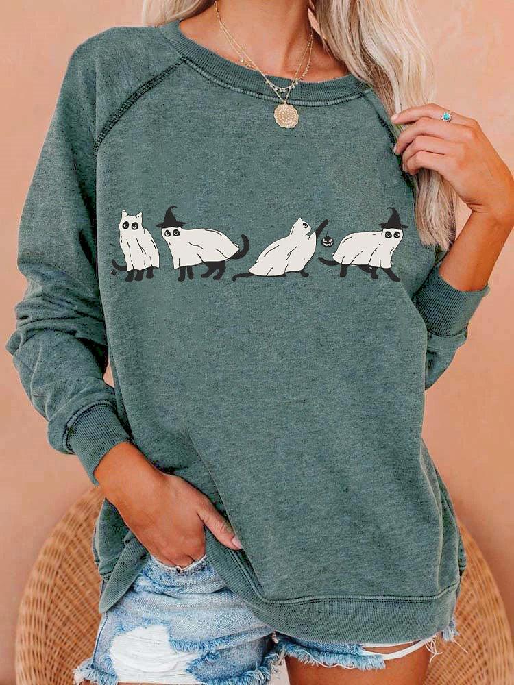 Halloween Cat Spooky Season Sweatshirt - prettyspeach