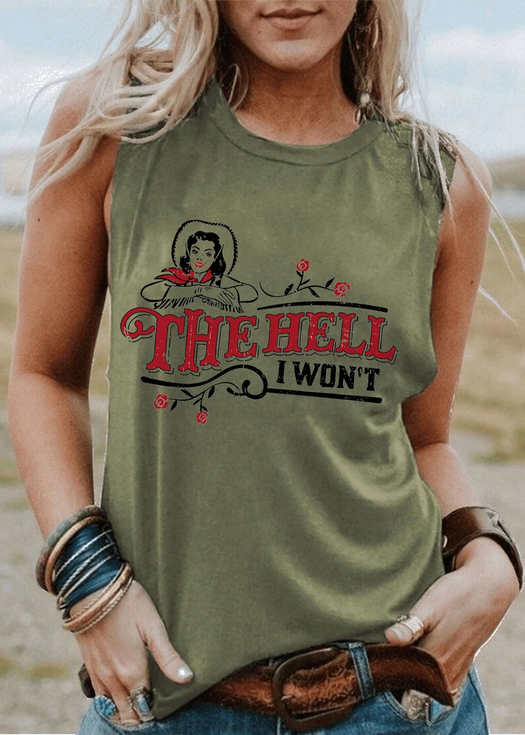 The Hell I Won't Light Gray Cotton Tank Top - prettyspeach