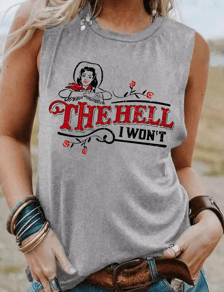 The Hell I Won't Light Gray Cotton Tank Top - prettyspeach