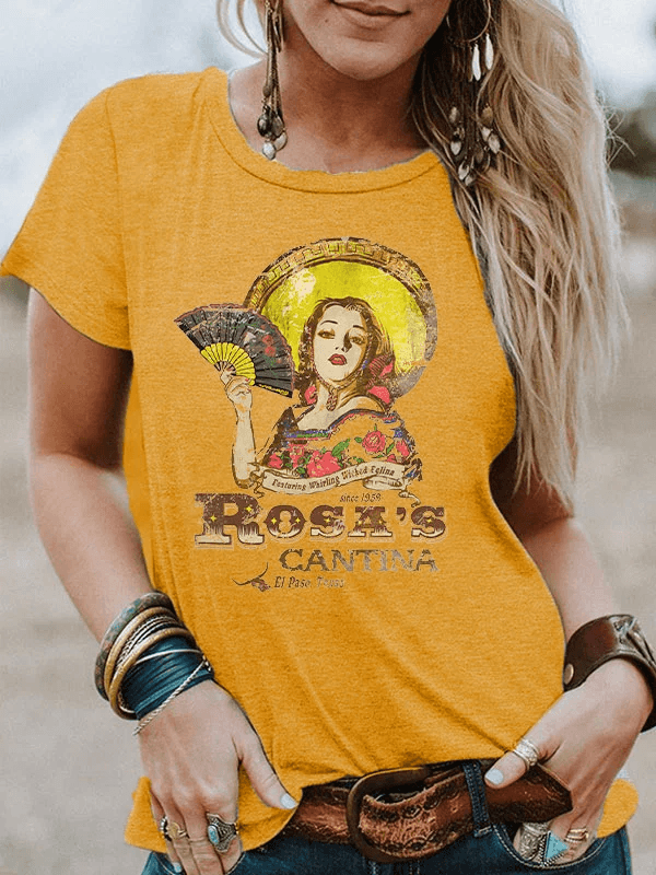 Women's Western Style Printed T-Shirt - prettyspeach