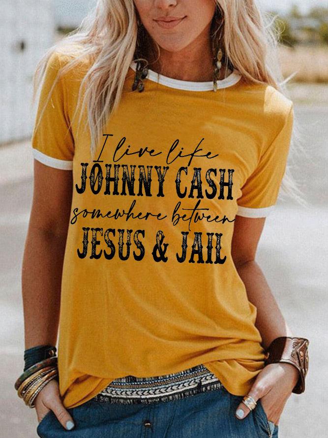 I Live Like Johnny Cash Somewhere Between Jesus&Jall Vintage T-Shirt - prettyspeach