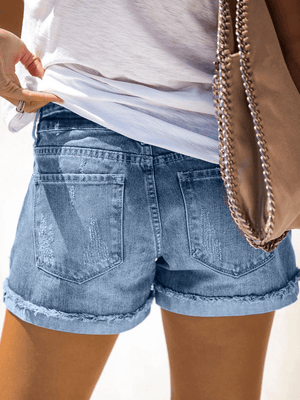 Floral Print Denim Shorts - prettyspeach